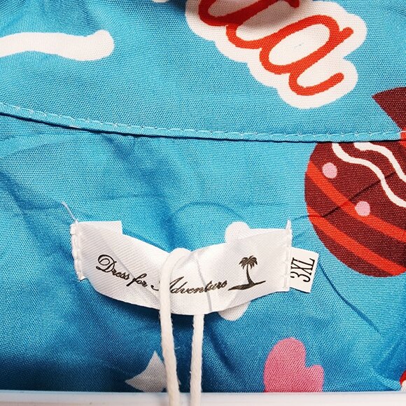 Cool Santa Blue Button-Up Men's Shirt  Size 3XL By Dress For Adventure - Picture 3 of 7